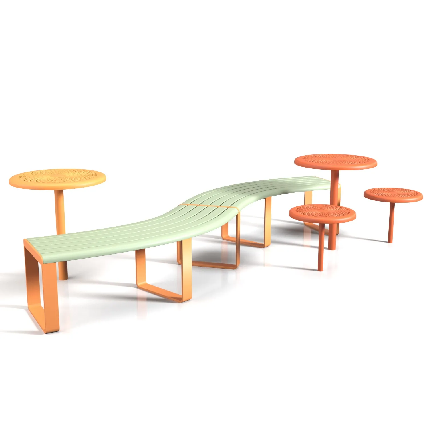 Linea Curved Seat and Bench 3D Model_04